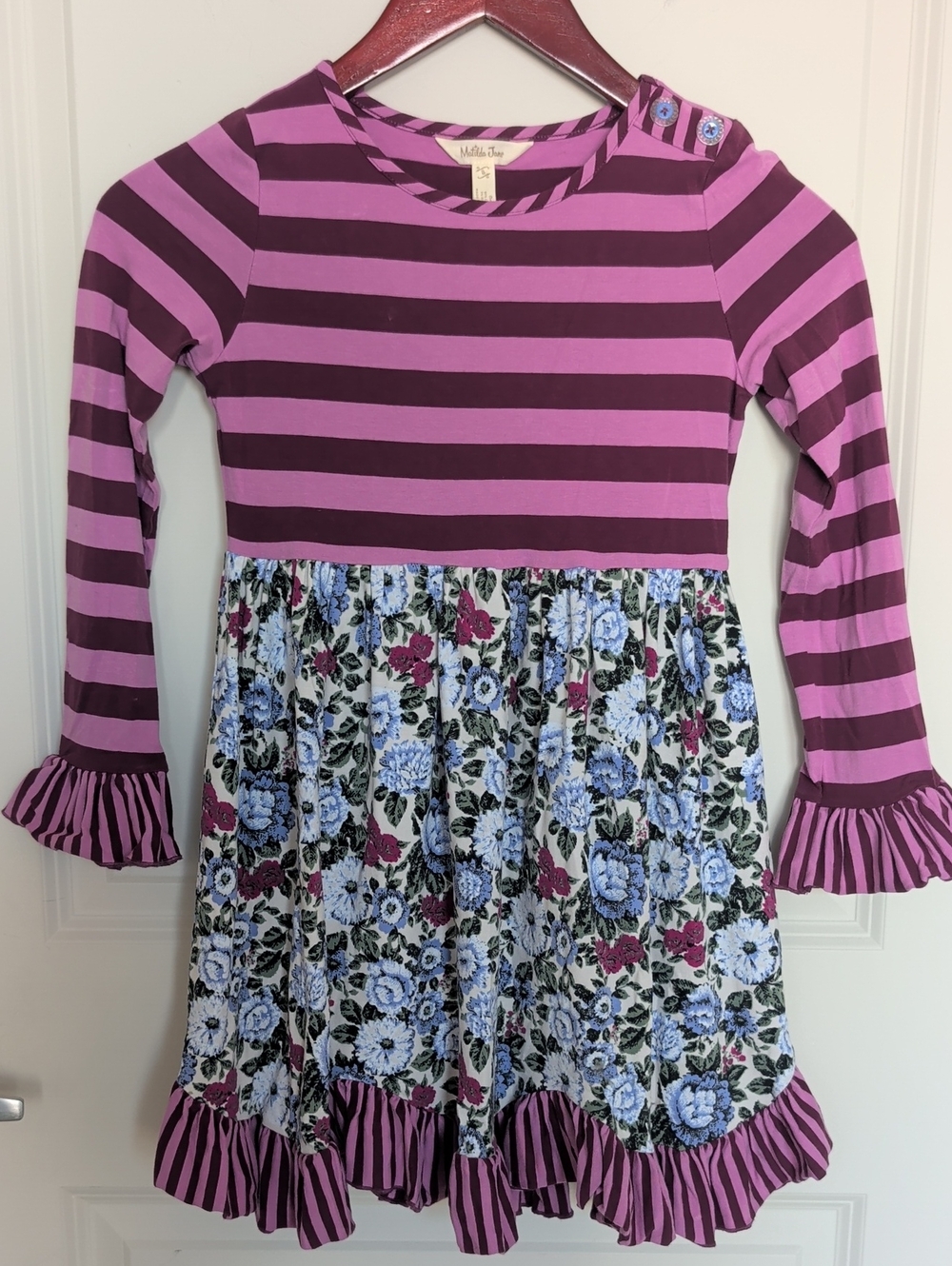 Matilda Jane Pink & Plum Striped Floral Girls' Dress